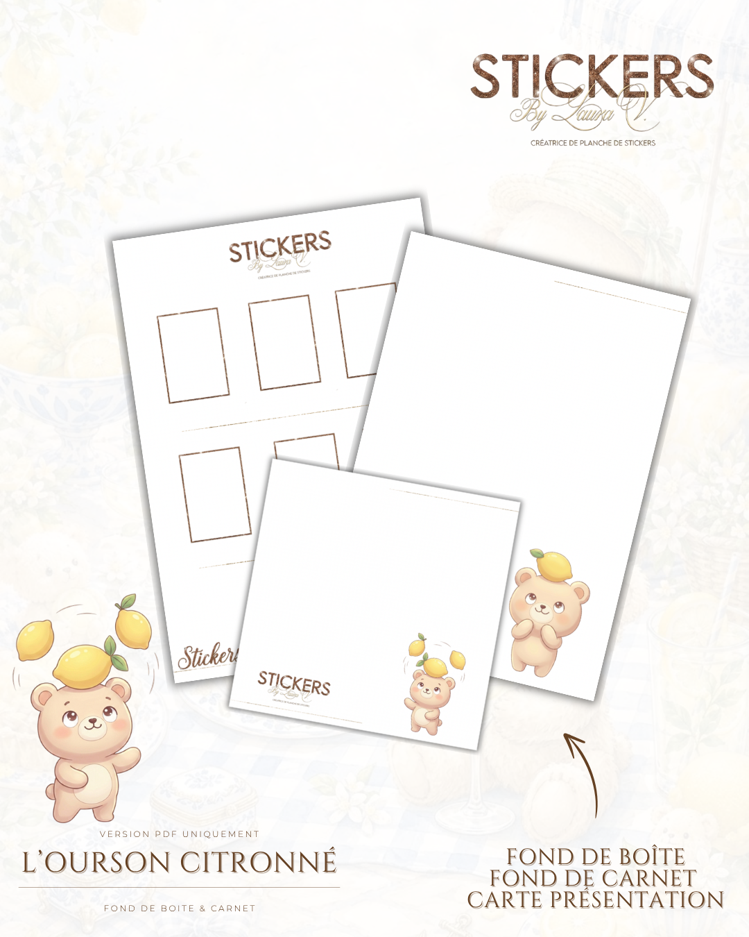 Planche Stickers - L’ourson citronné – Image 2