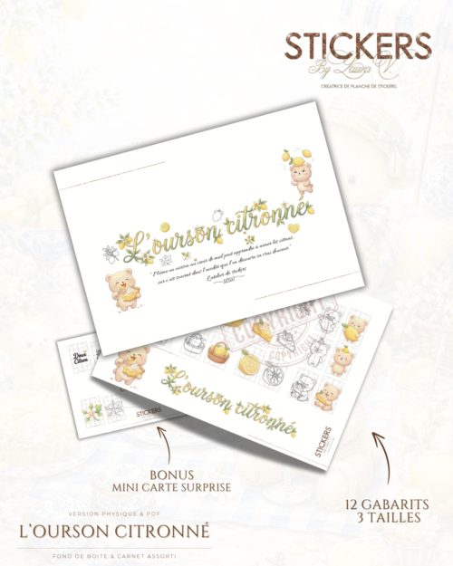 Planche Stickers - L’ourson citronné